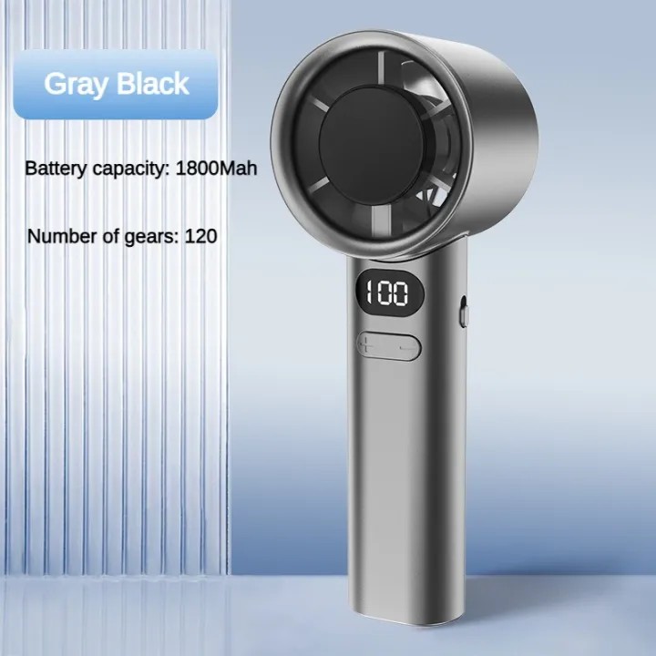New 120 Gears Mini Portable Fan USB Rechargeable 1800Mah Smart Condition Wireless Handheld 6 Blade Electric Fan for Camping Home